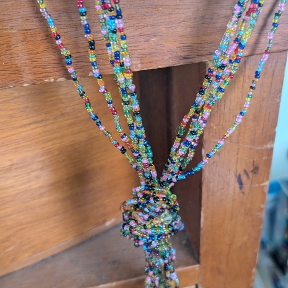 Multi beaded long tie wrap necklace - Picture 4 of 4